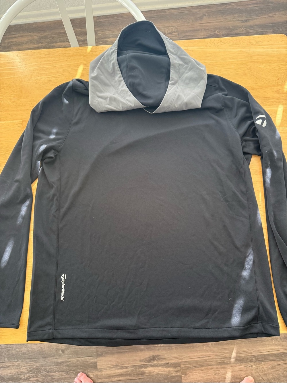 TaylorMade Men's Black Lightweight Hooded Shirt Jacket with Gray Hood